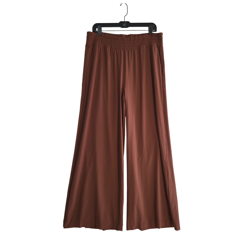 Vuori Villa Wide Leg Pants Women XL Brown Burnt Sienna Elastic Waist Relaxed Fit